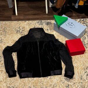 Tahari black jacket with fringe XS